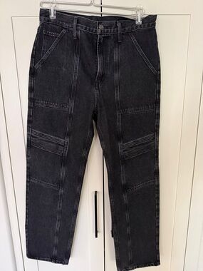 Agolde Women's Slim Straight Black Washed Jeans
